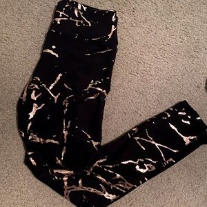 Black and metallic gold leggings